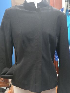 DKNY Stand Collar Zip Up Tailored Blazer - 96% Wool - Size 6